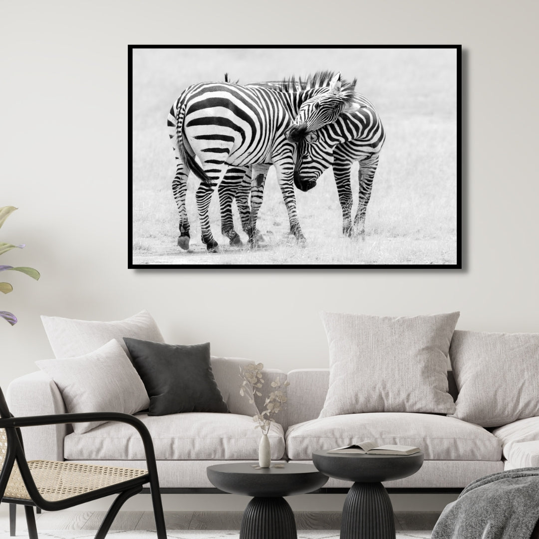 Giraffe Couple Portrait Canvas Art - Designity Art