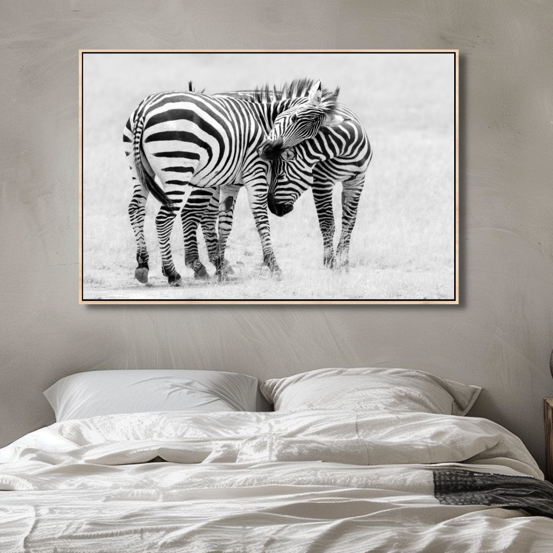 Giraffe Couple Portrait Canvas Art - Designity Art