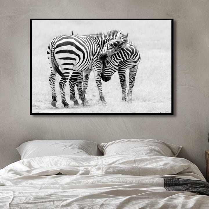 Giraffe Couple Portrait Canvas Art - Designity Art