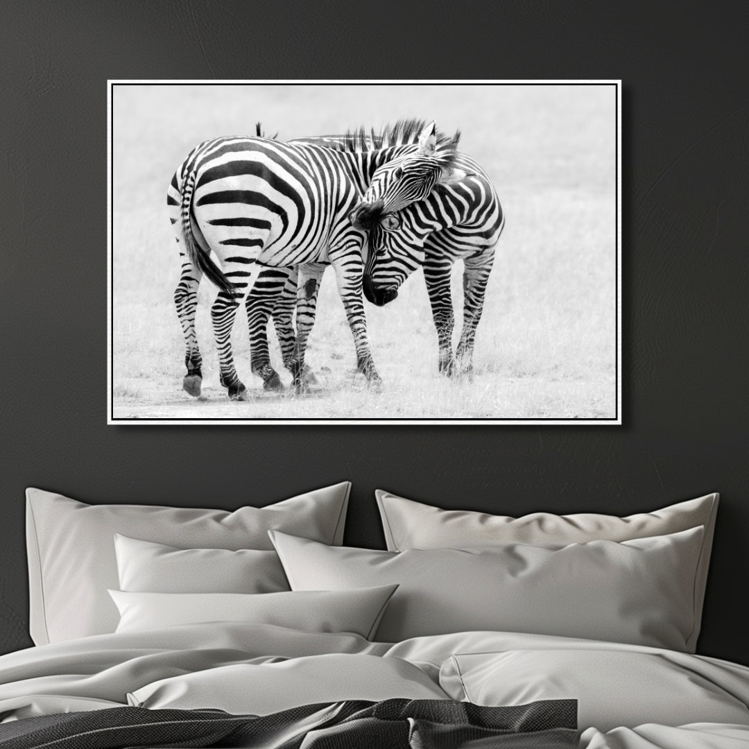 Giraffe Couple Portrait Canvas Art - Designity Art