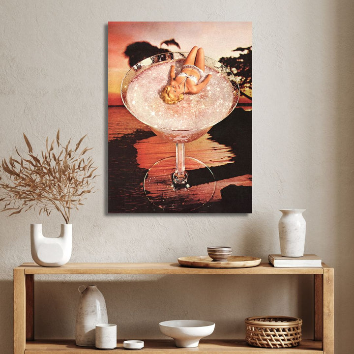 Glitter Pink Margarita Retro Art - Designity Art