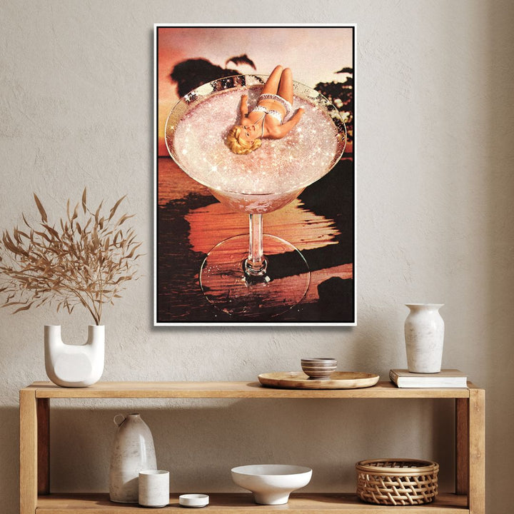 Glitter Pink Margarita Retro Art - Designity Art