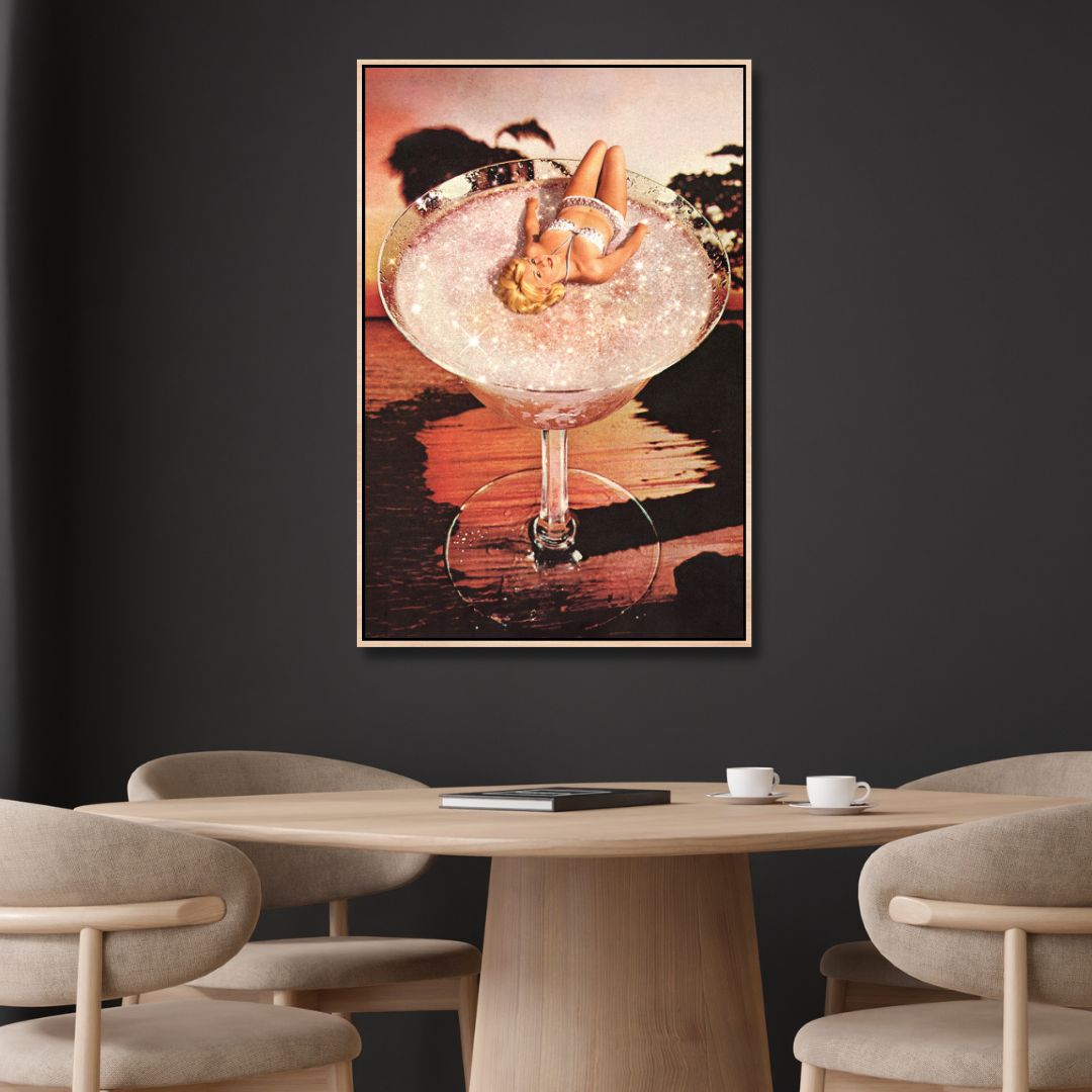 Glitter Pink Margarita Retro Art - Designity Art