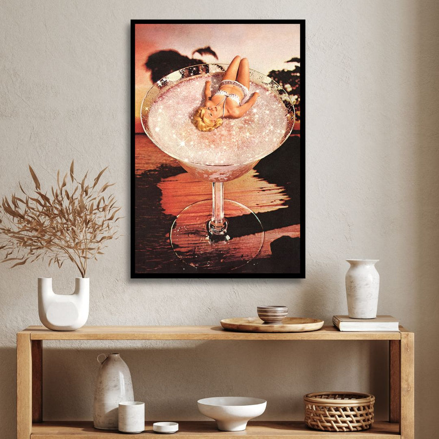 Glitter Pink Margarita Retro Art - Designity Art