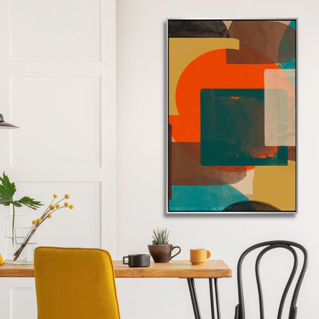 Green, Blue, Orange Geometric Abstract Art - Designity Art