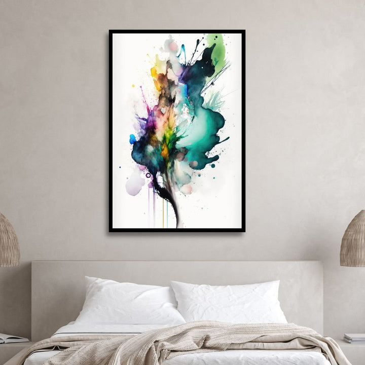 Green, Blue, Yellow Watercolor Abstract Art - Designity Art