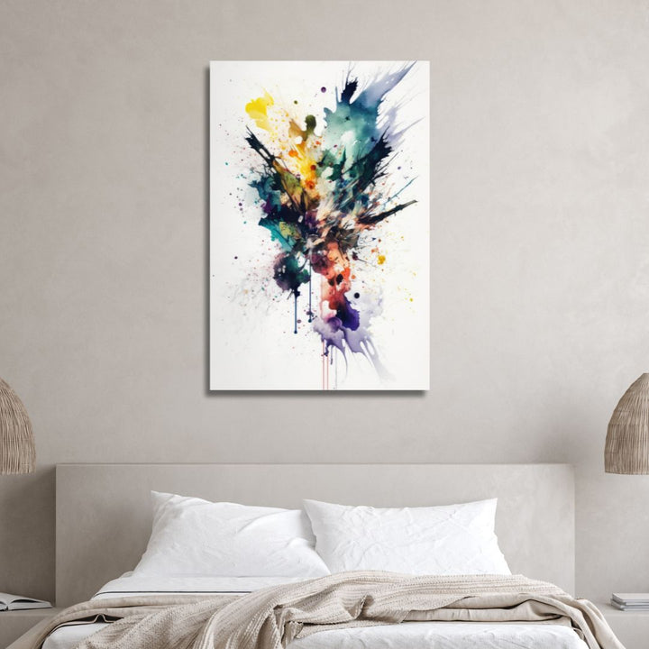 Green, Blue, Yellow Watercolor Abstract Art - Designity Art