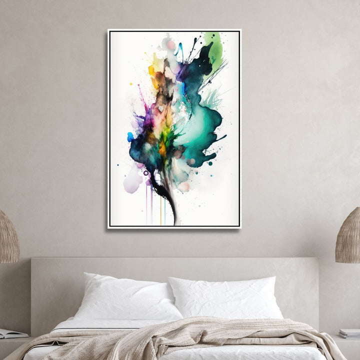 Green, Blue, Yellow Watercolor Abstract Art - Designity Art