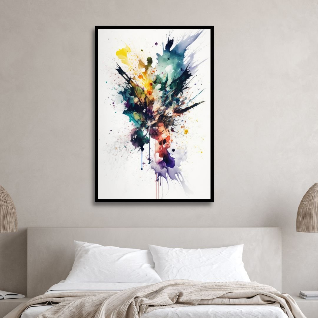 Green, Blue, Yellow Watercolor Abstract Art - Designity Art