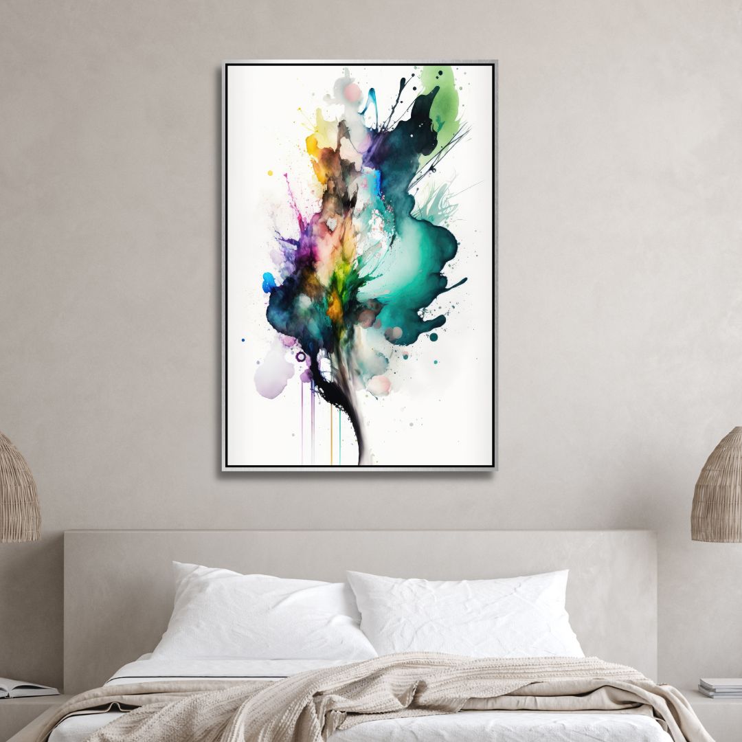 Green, Blue, Yellow Watercolor Abstract Art - Designity Art