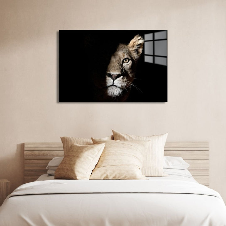 Lion in The Dark Acrylic Glass Art - Designity Art