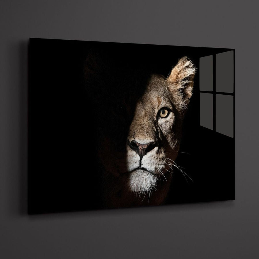 Lion in The Dark Acrylic Glass Art - Designity Art