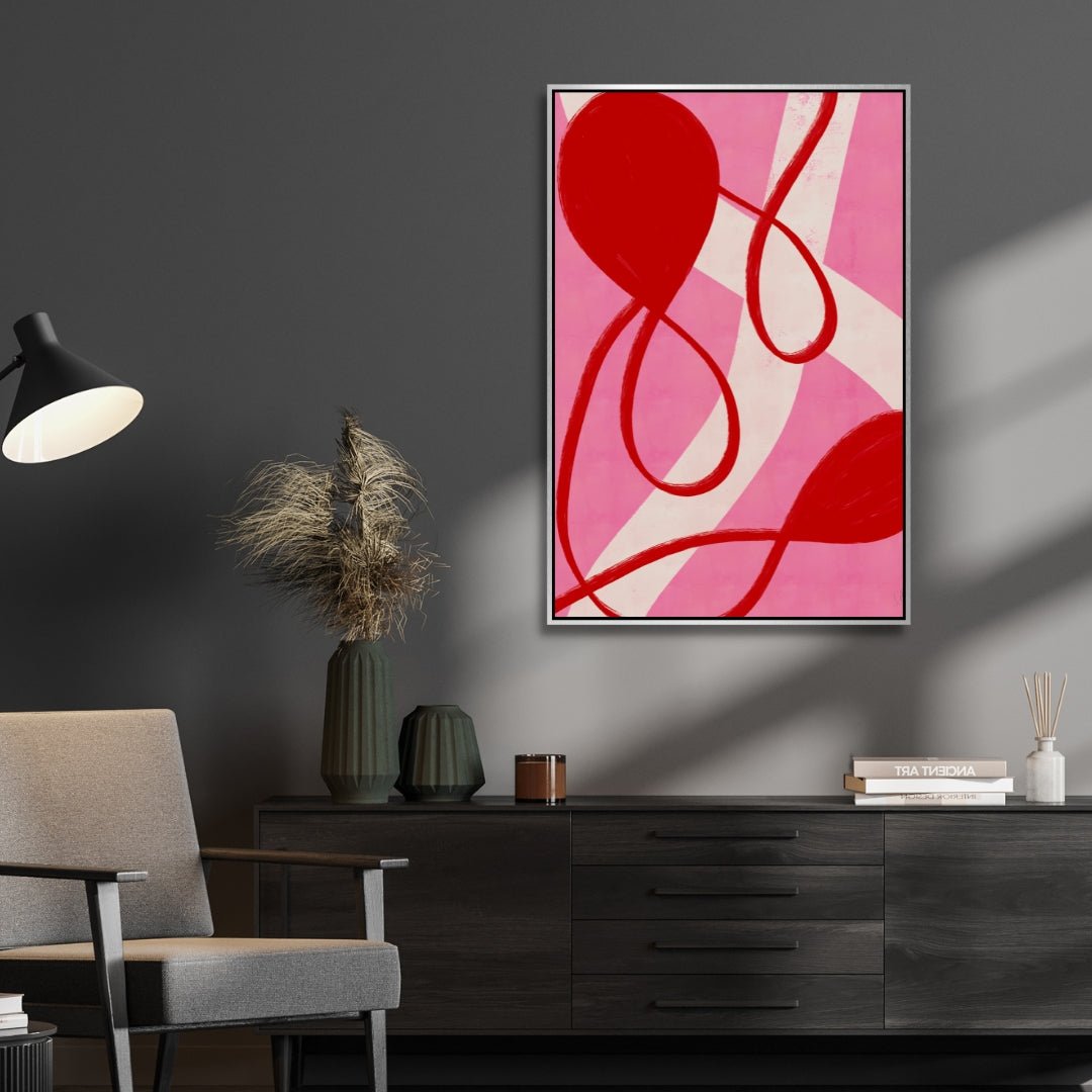 "Live in the Moment" Red and Pink Abstract Art - Designity Art