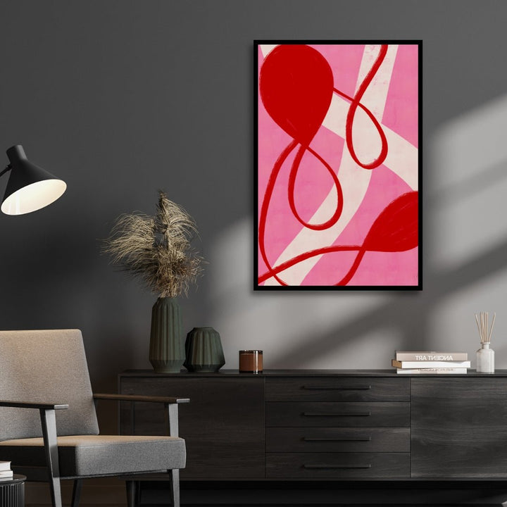 "Live in the Moment" Red and Pink Abstract Art - Designity Art