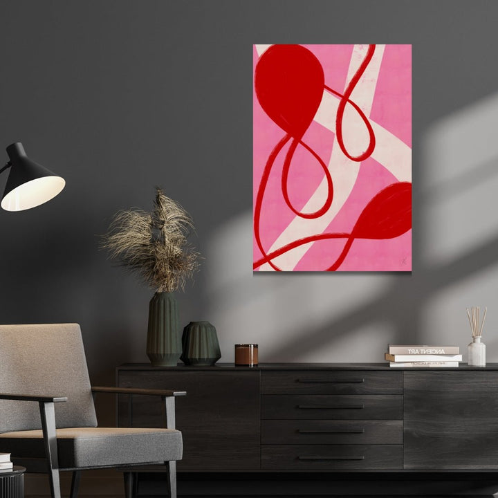 "Live in the Moment" Red and Pink Abstract Art - Designity Art