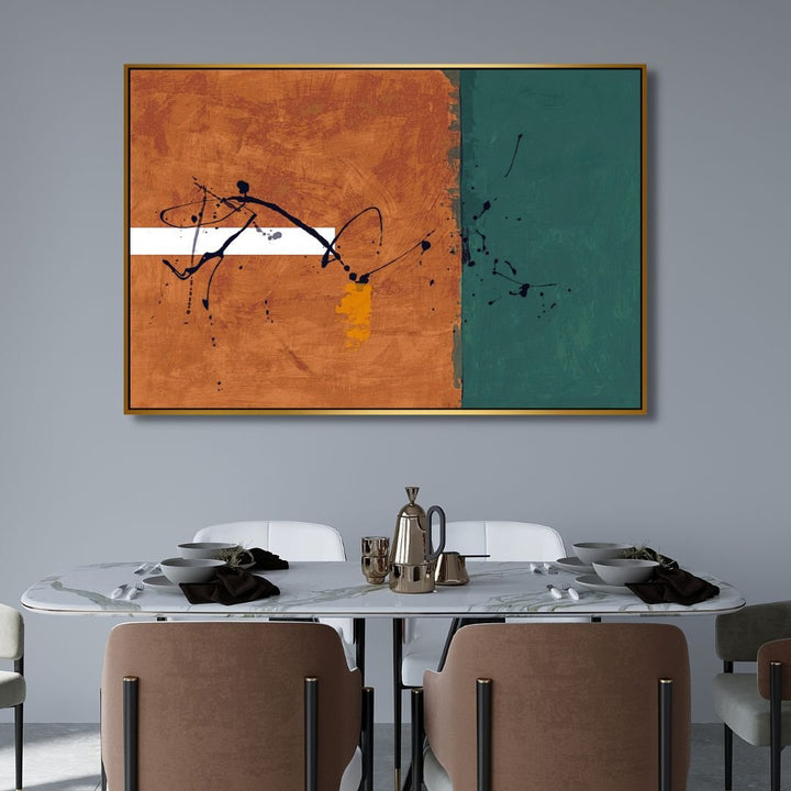 Minimalistic Brown and Green Abstract Art - Designity Art