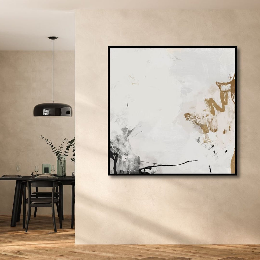 Minimalistic Gray and Beige Abstract Art - Designity Art