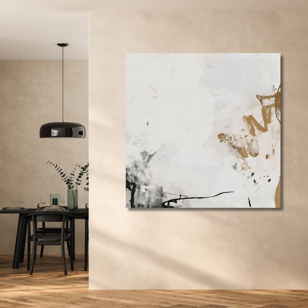 Minimalistic Gray and Beige Abstract Art - Designity Art