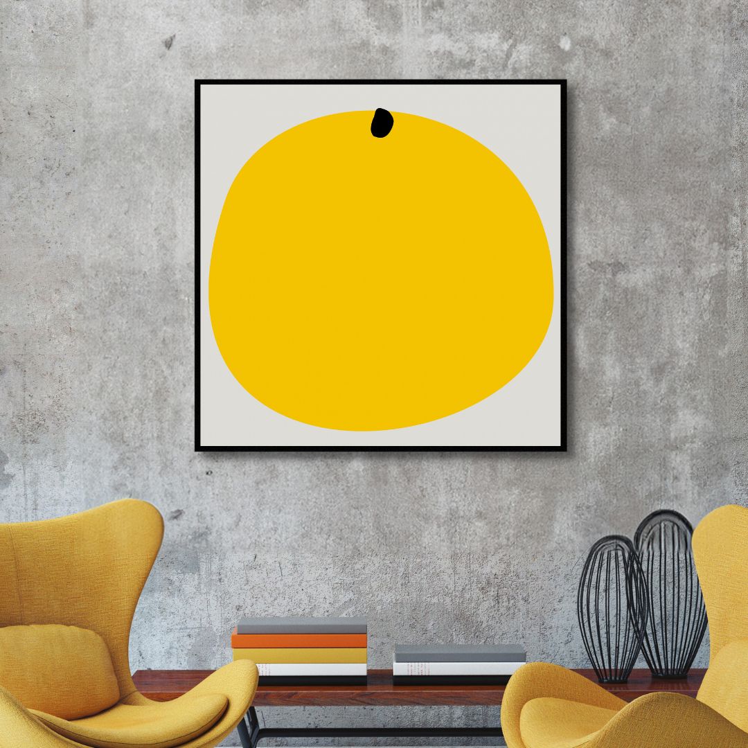 Minimalistic Yellow Geometric Shape Abstract Art - Designity Art