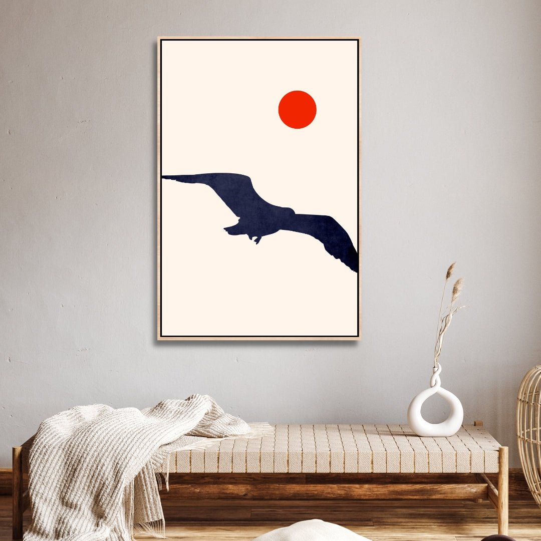 Moon and Birds Abstract Art - Designity Art