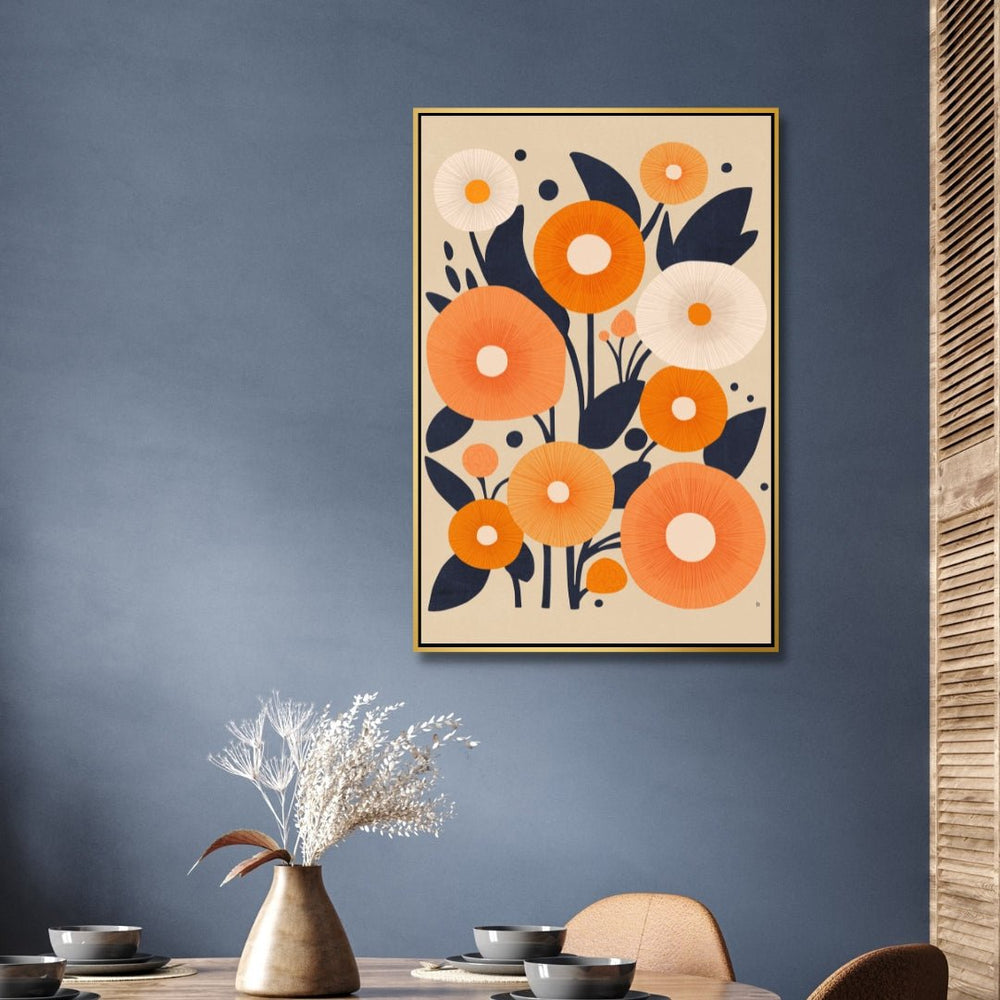 Orange & White Flowers Abstract Art - Designity Art