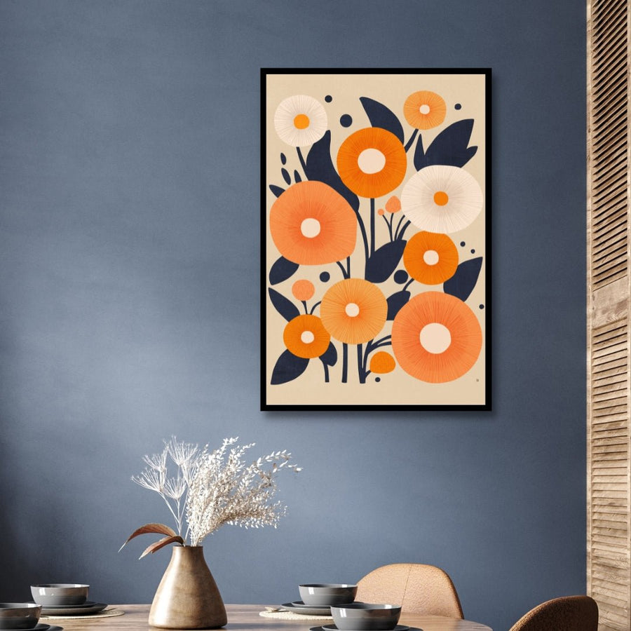 Orange & White Flowers Abstract Art - Designity Art