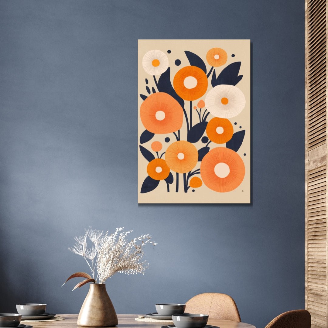 Orange & White Flowers Abstract Art - Designity Art