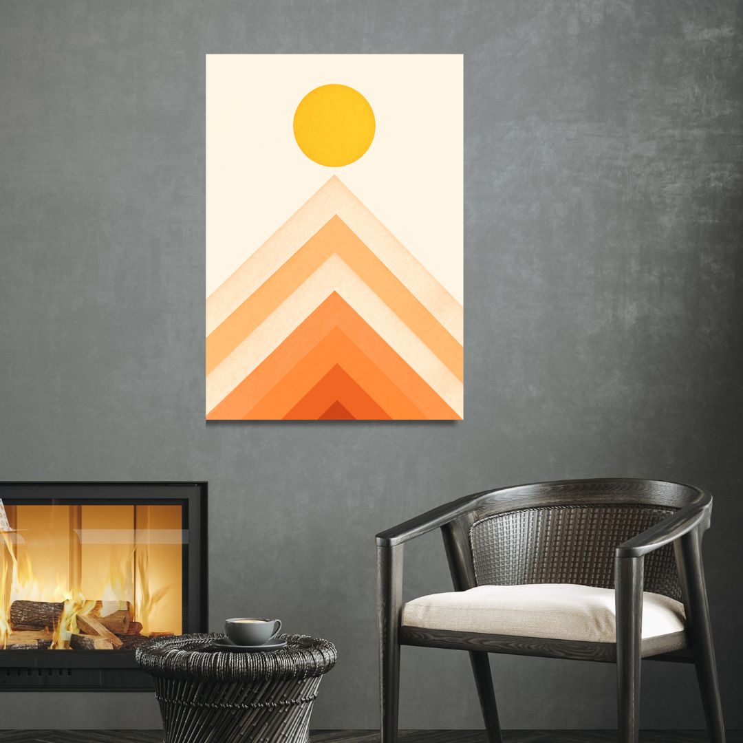 Rainbow, Sun and Mountain Retro Art - Designity Art