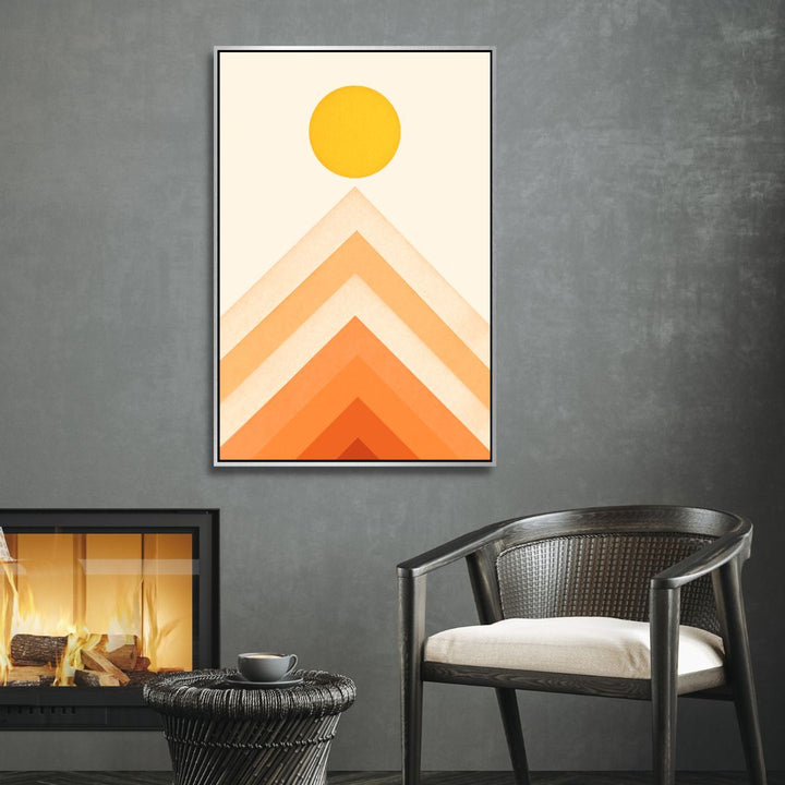 Rainbow, Sun and Mountain Retro Art - Designity Art