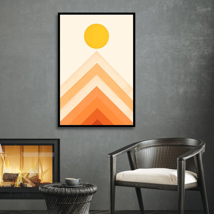 Rainbow, Sun and Mountain Retro Art - Designity Art