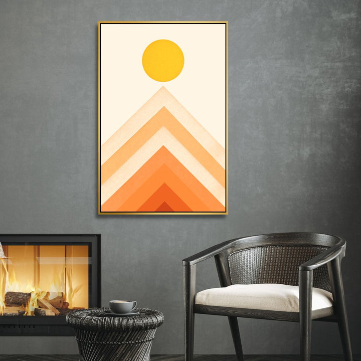 Rainbow, Sun and Mountain Retro Art - Designity Art