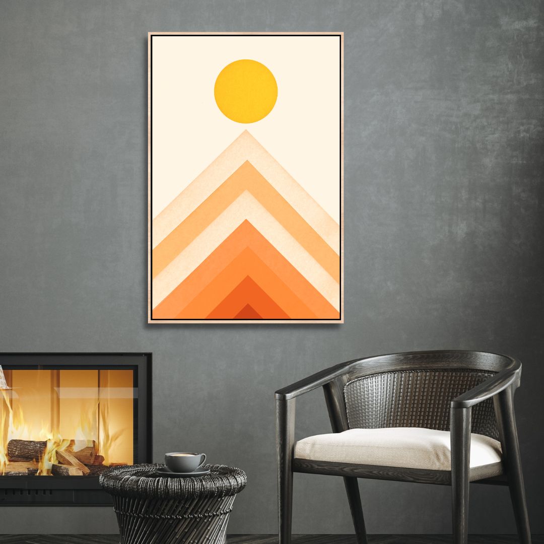 Rainbow, Sun and Mountain Retro Art - Designity Art