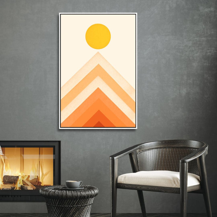 Rainbow, Sun and Mountain Retro Art - Designity Art