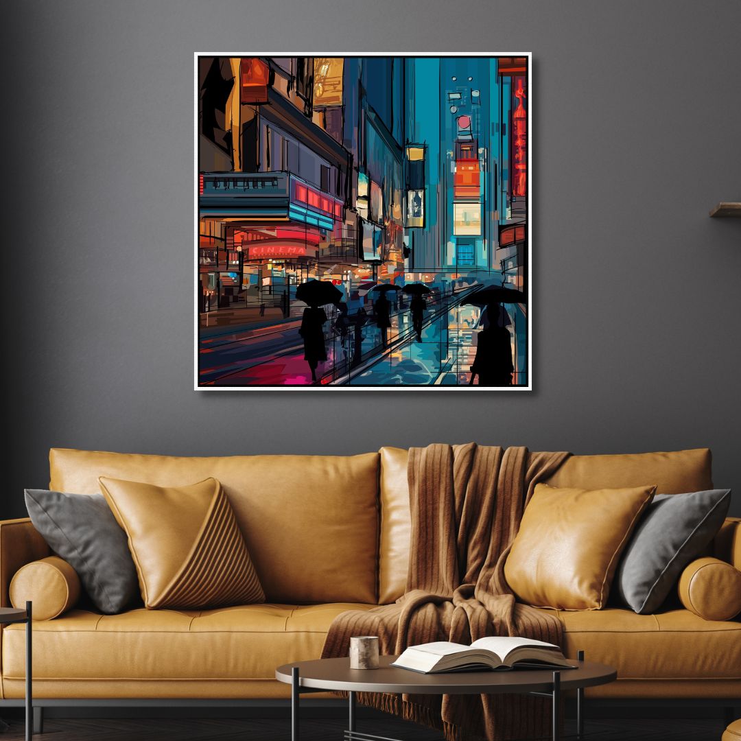 Rainy Times Square Abstract Art - Designity Art