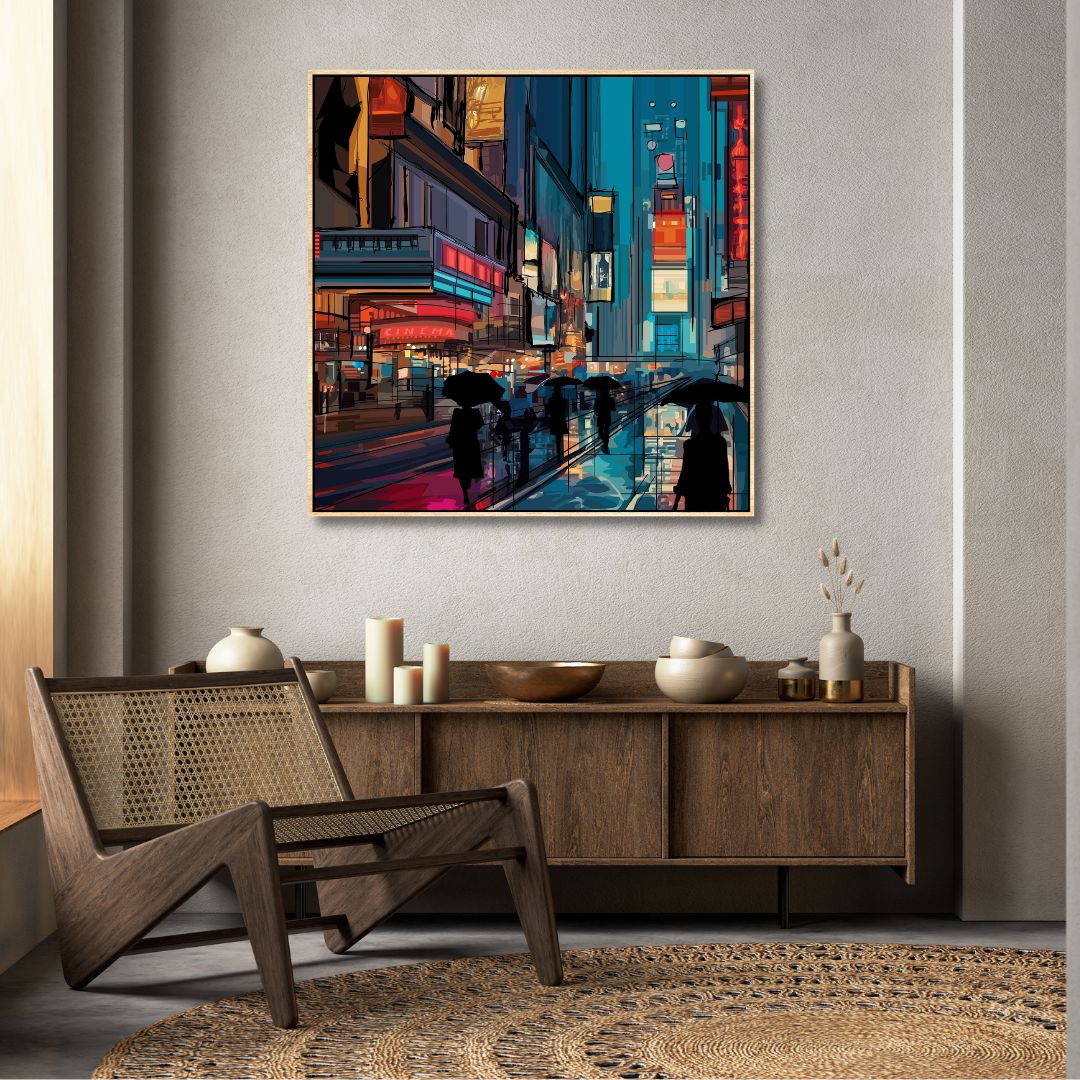 Rainy Times Square Abstract Art - Designity Art