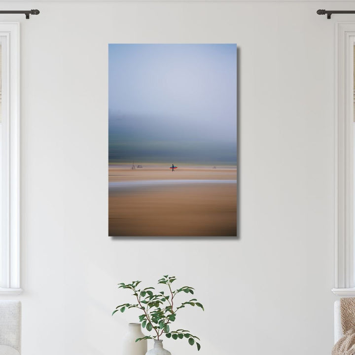 Red Blue Surfing Photography Canvas Art - Designity Art