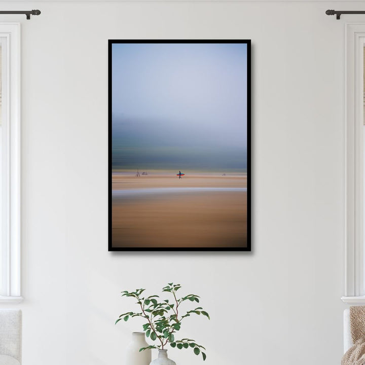 Red Blue Surfing Photography Canvas Art - Designity Art