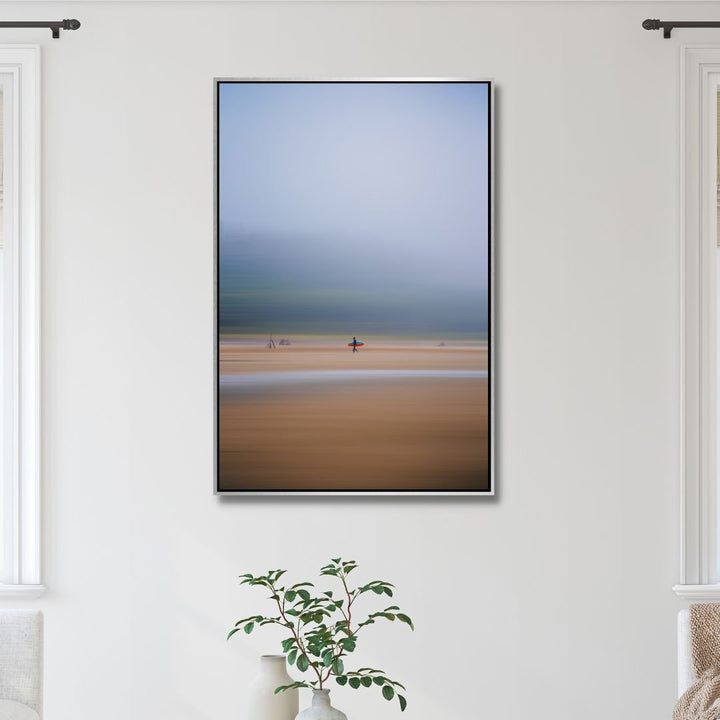 Red Blue Surfing Photography Canvas Art - Designity Art