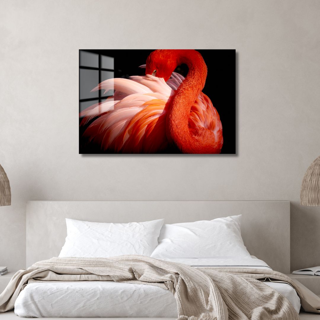Red Flamingo Acrylic Glass Art - Designity Art
