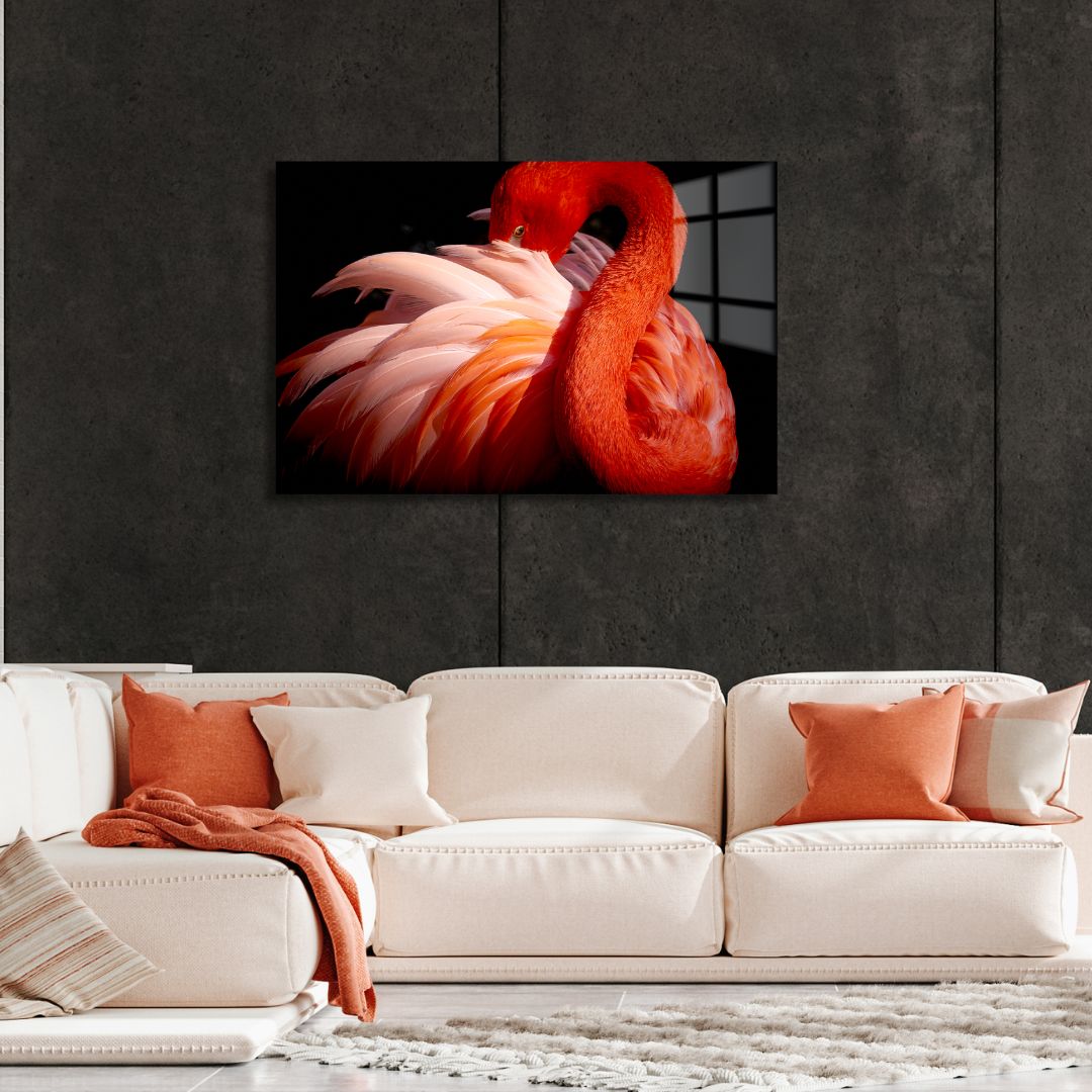 Red Flamingo Acrylic Glass Art - Designity Art