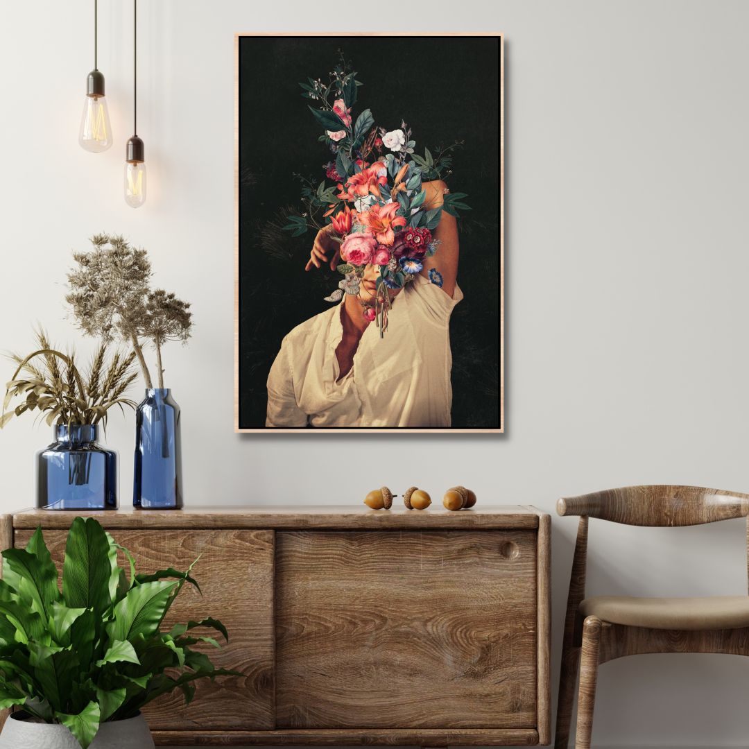 "Roses Bloomed Everytime I Thought of You" Retro Portrait Art - Designity Art