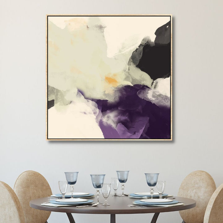 "Royal Temperament" Minimalistic Beige & Purple Abstract Art - Designity Art