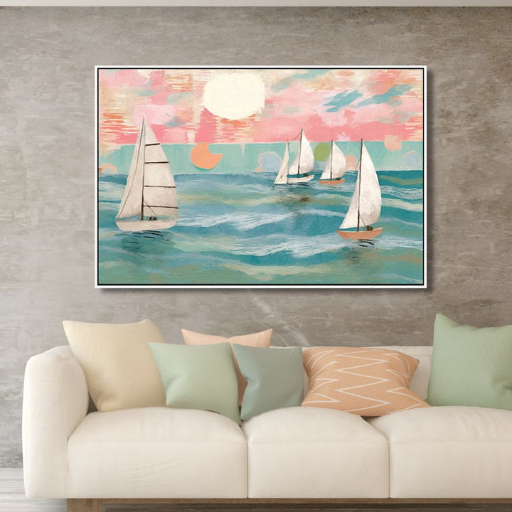 Sailing Day Abstract Canvas Wall Art - Designity Art