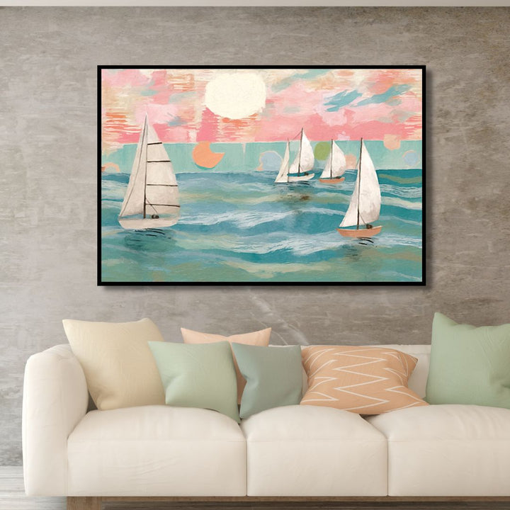 Sailing Day Abstract Canvas Wall Art - Designity Art