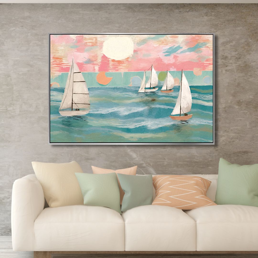 Sailing Day Abstract Canvas Wall Art - Designity Art