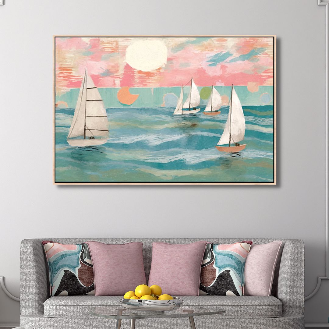 Sailing Day Abstract Canvas Wall Art - Designity Art