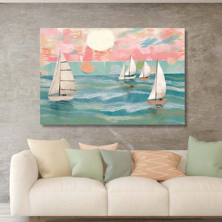 Sailing Day Abstract Canvas Wall Art - Designity Art