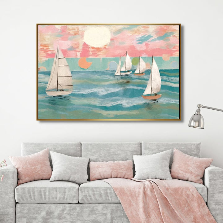 Sailing Day Abstract Canvas Wall Art - Designity Art