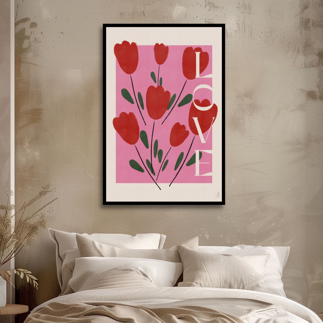 "Self Love" Pink and Red Abstract Art - Designity Art