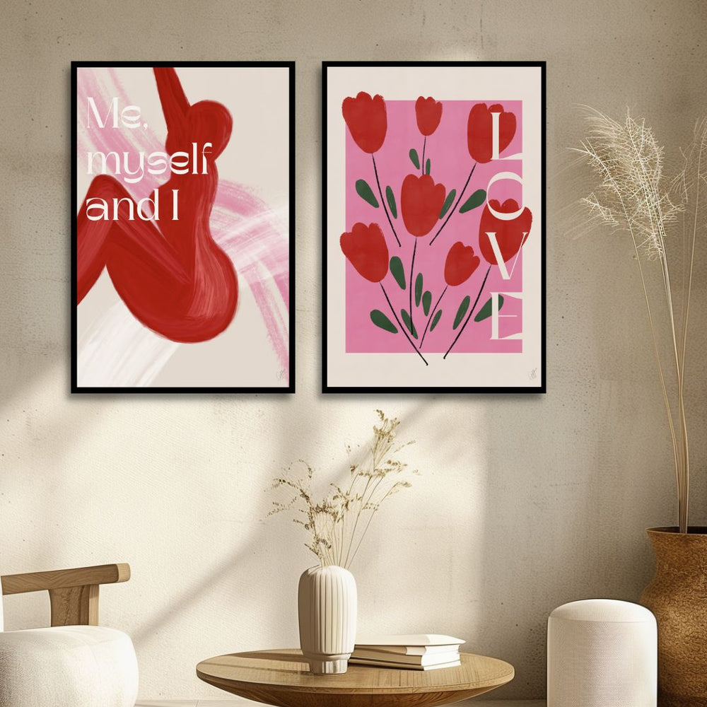 "Self Love" Pink and Red Abstract Art - Designity Art